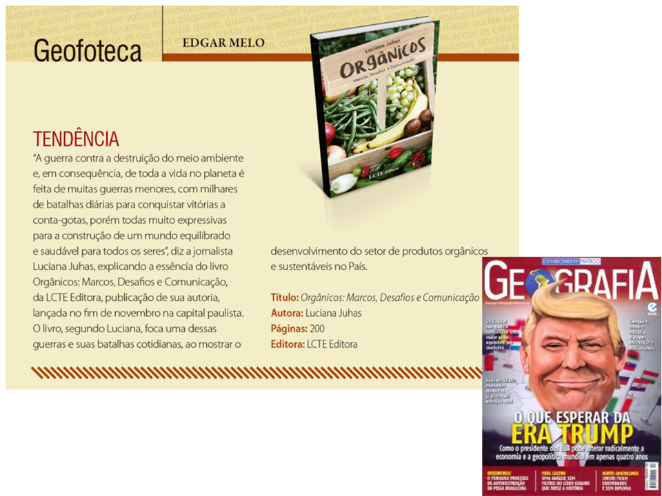Revista Geografia – Nota sobre o livro ” Orgânicos Marcos, Desafios e Comunicação”
