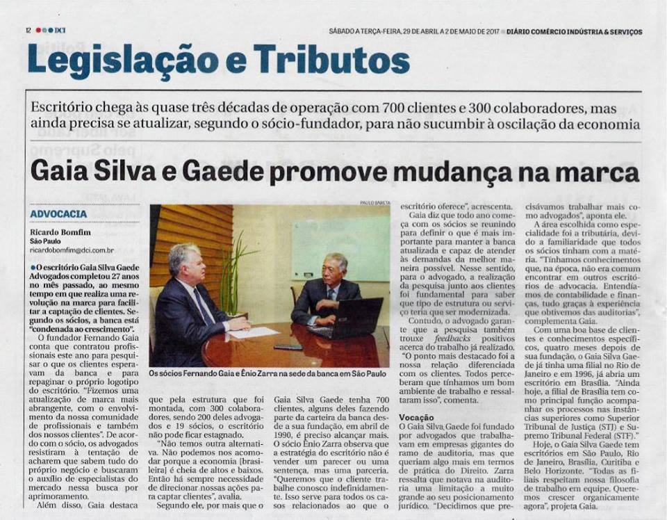 DCI – Gaia Silva Gaede Advogados  mudanças na marca e as expectativas para o futuro