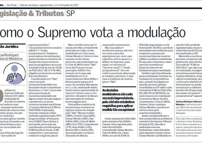 Valor Econômico – Como o supremo vota a modulação