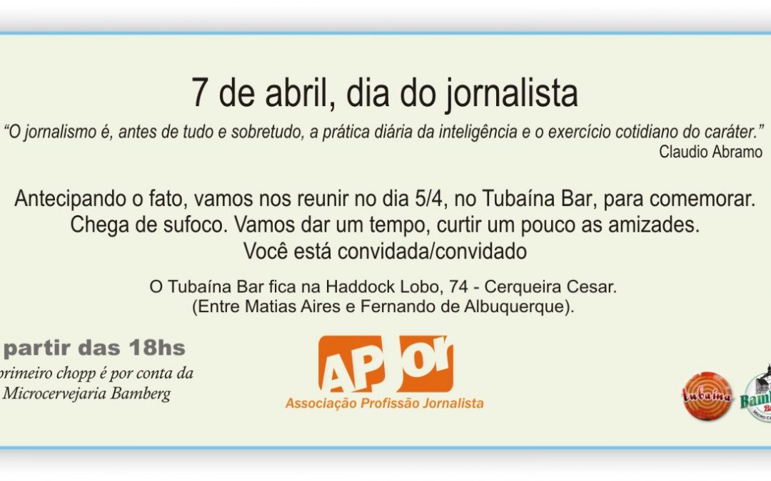 Aos/às jornalistas de São Paulo, convite para a Confraternização pelo Dia do Jornalista