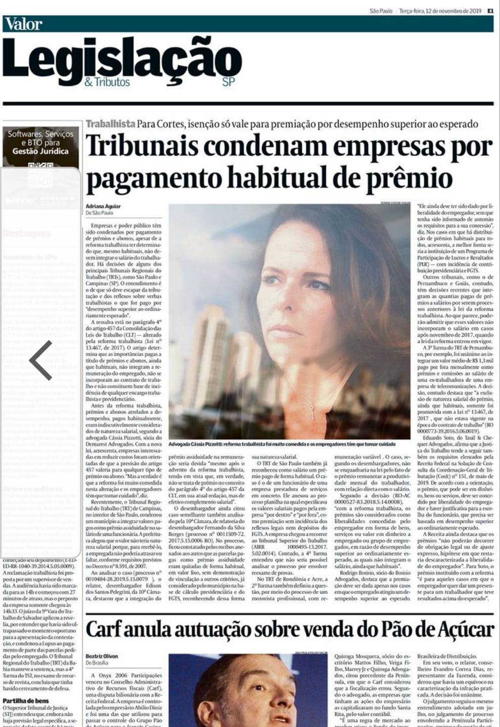 Valor Econômico – Tribunais condenam empresas por pagamento habitual de prêmio