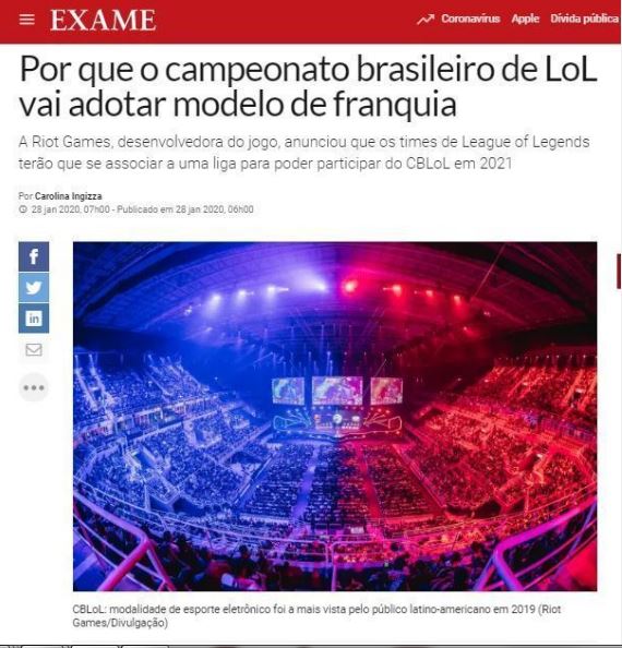 EXAME – Por que o campeonato brasileiro de LoL vai adotar modelo de franquia