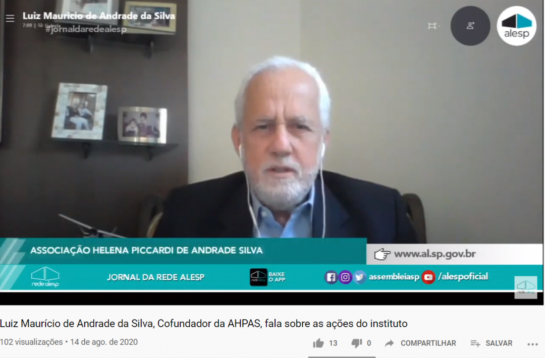 Jornal da Rede Alesp – Luiz Maurício de Andrade da Silva, Cofundador da AHPAS, fala sobre as ações do instituto!