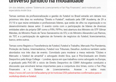EXAME – Direito e Futebol: CBF debate em evento o universo jurídico na modalidade