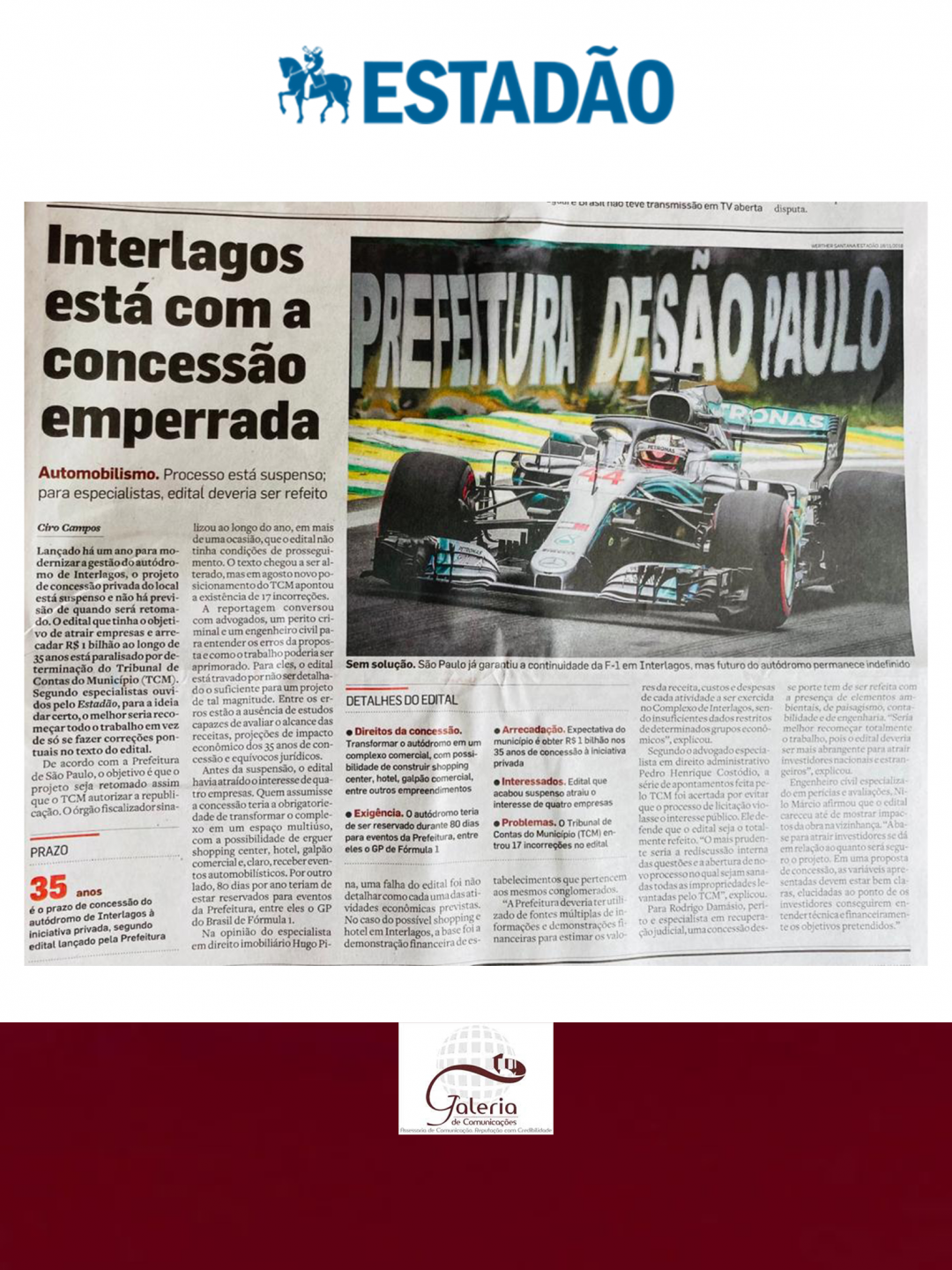 Estadão – Edital de concessão de Interlagos tem de ser refeito para dar certo, dizem especialistas