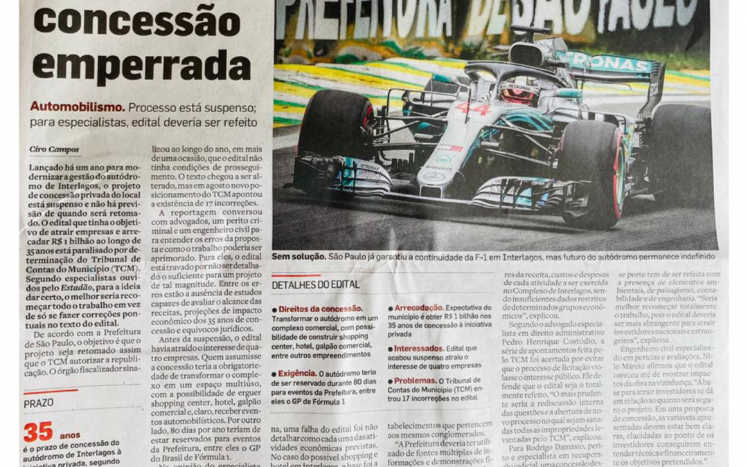 Estadão – Edital de concessão de Interlagos tem de ser refeito para dar certo, dizem especialistas