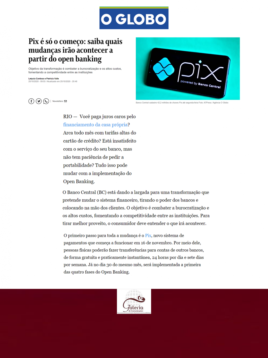 O Globo –  Pix é só o começo: saiba quais mudanças irão acontecer a partir do open banking