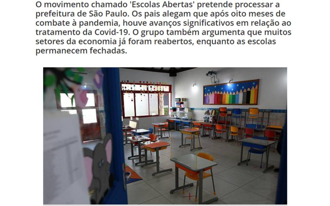 CBN – Pais e mães vão entrar na justiça para exigir volta às aulas presenciais em SP