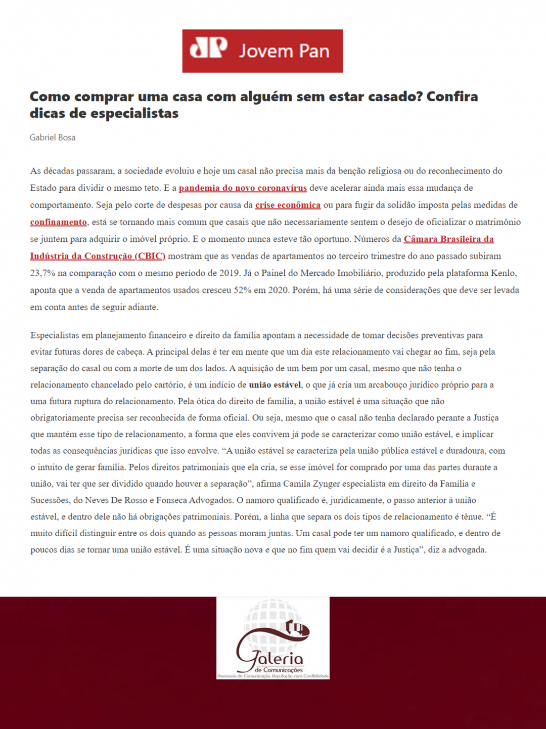 Jovem Pan – Como comprar uma casa com alguém sem estar casado? Confira dicas de especialistas