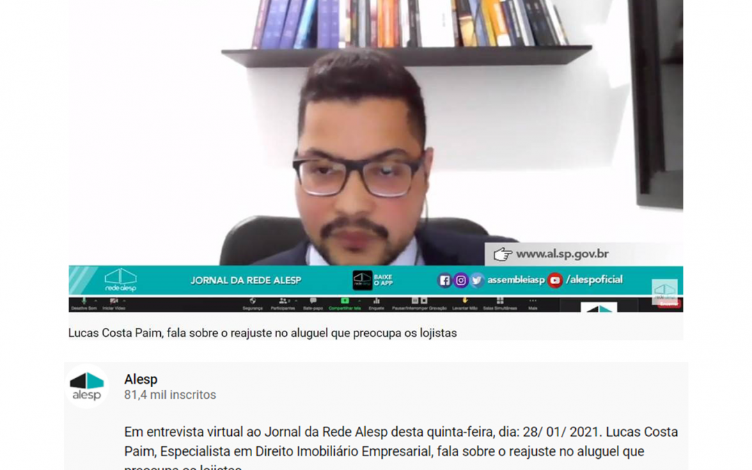 Jornal da Rede Alesp – Lucas Costa Paim, fala sobre reajuste no aluguel que preocupa os lojistas