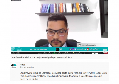 Jornal da Rede Alesp – Lucas Costa Paim, fala sobre reajuste no aluguel que preocupa os lojistas