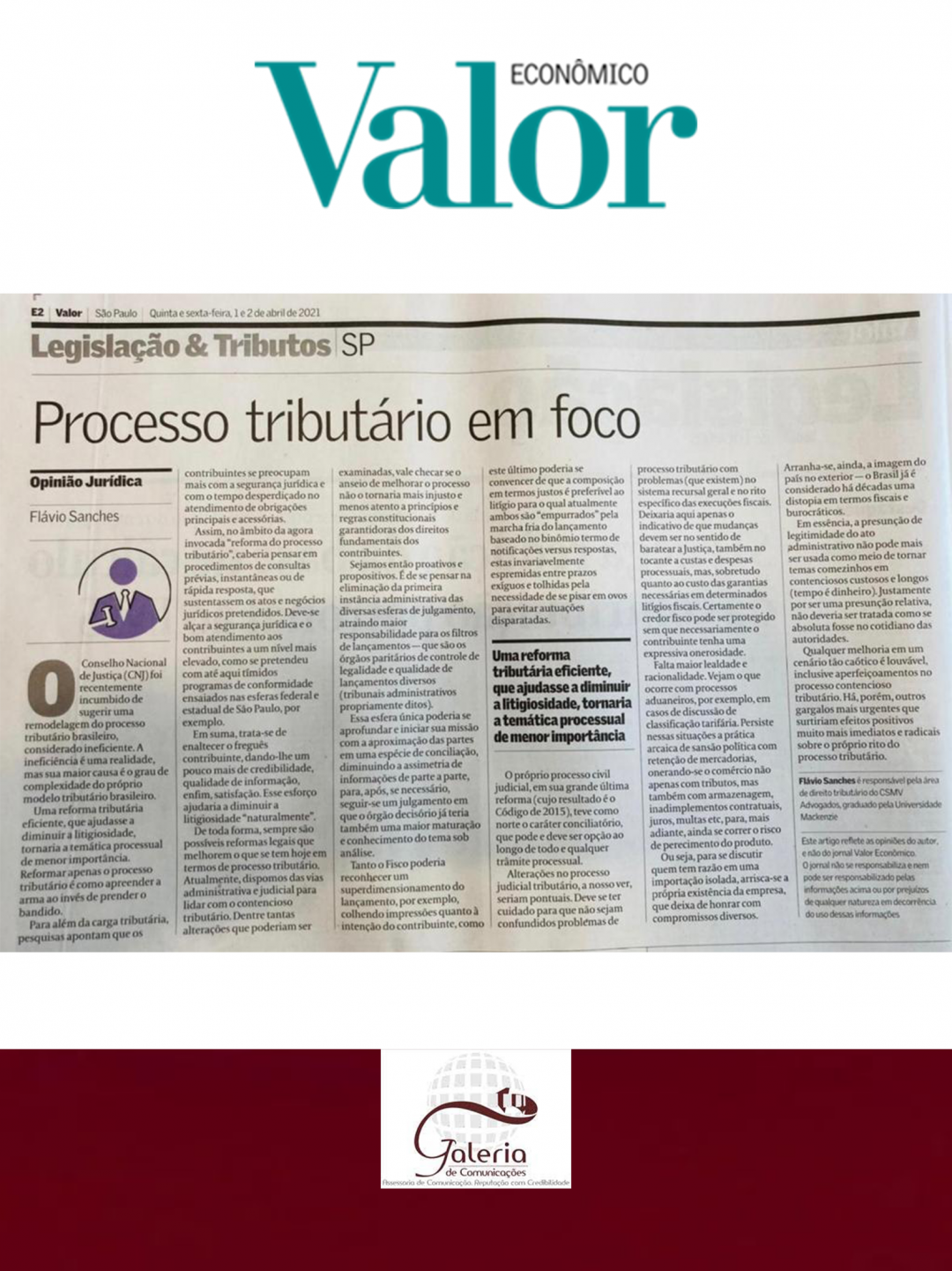 Valor Econômico – Processo tributário em foco