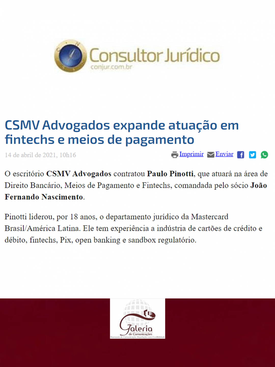 Conjur – CSMV Advogados expande atuação em fintechs e meios de pagamento